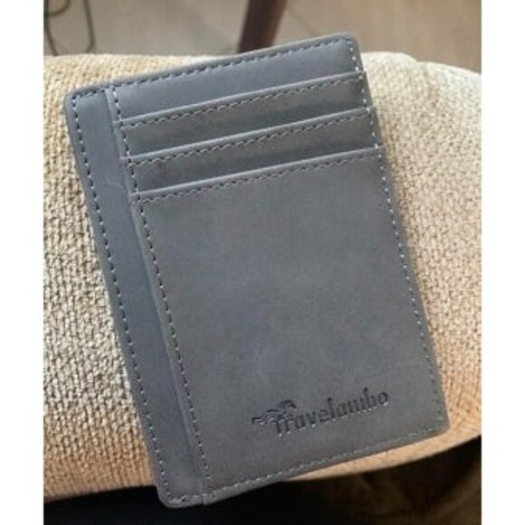 New Slim Wallet Front Pocket Minimalist Leather RFID Blocking Medium Size - Picture 1 of 2